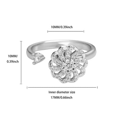 Anti Stress Anxiety Fidget Rings for Women Stainless Steel Sunflower Sun Star Spinner Ring Christmas Jewelry Gifts - JZ8121P