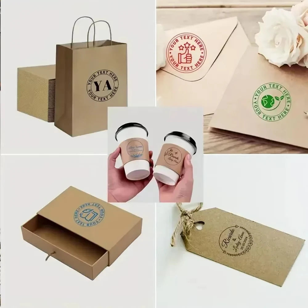 Custom Stamp Round Self Inking,Personalized Stamp 25/30/40/50mm Monogram LOGO Design Rubber Stampswith 4 Optional Ink Colors