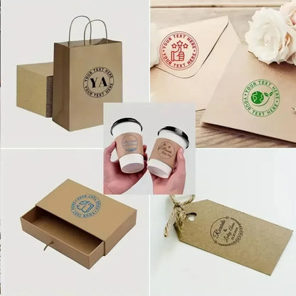 Custom Stamp Round Self Inking,Personalized Stamp 25/30/40/50mm Monogram LOGO Design Rubber Stampswith 4 Optional Ink Colors