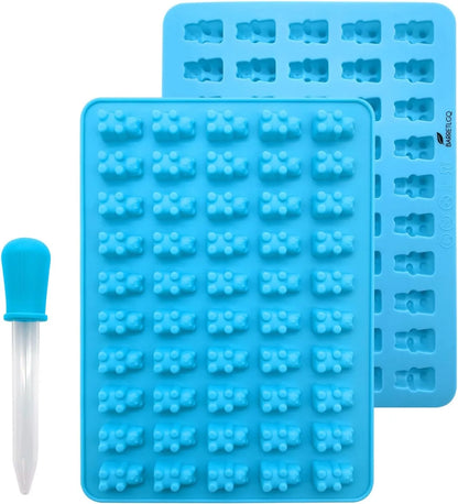Gummy Bear Molds Silicone Mini Chocolate Candy Mold for Kid with 2 Droppers Including Dinosaur Bear Hearts Donut Shape - 3pcs