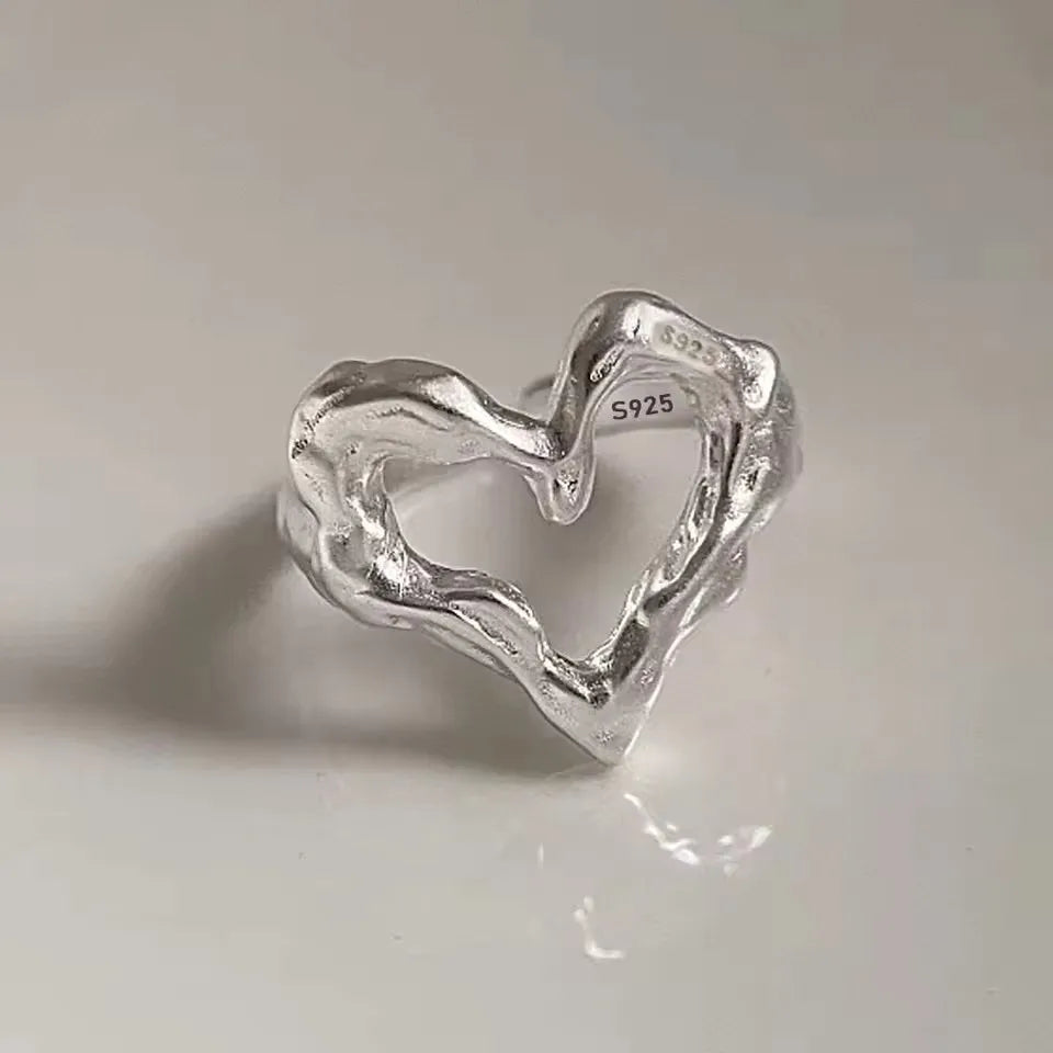 VENTFILLE 925 Sterling Silve Flower Ring for Women Gift Hollow Out Design Retro Hip Hop Versatile Jewelry Party Gift - FFMM01