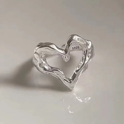 VENTFILLE 925 Sterling Silve Flower Ring for Women Gift Hollow Out Design Retro Hip Hop Versatile Jewelry Party Gift - FFMM01