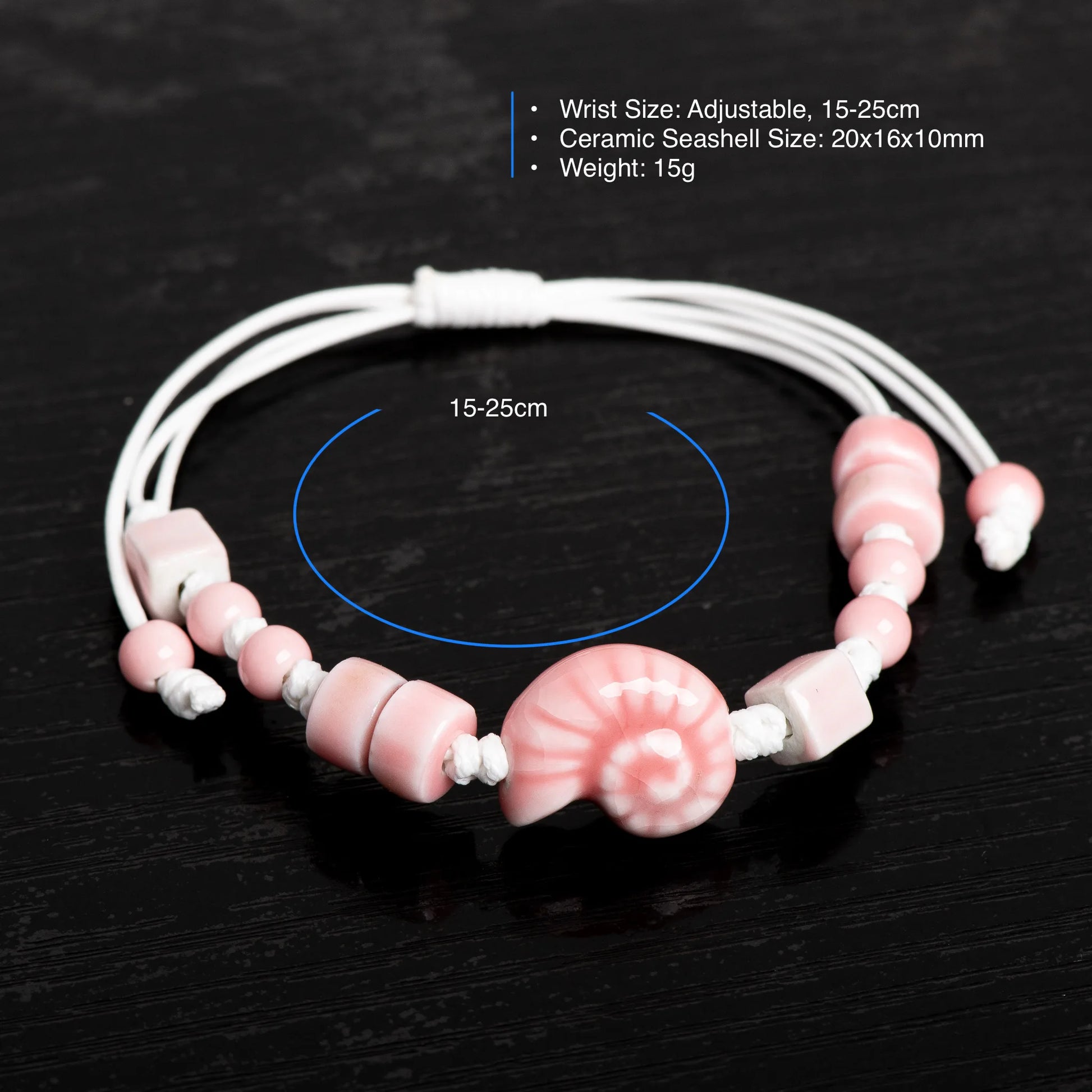 Handmade Ceramic Seashell Bracelet Adjustable Vintage Ocean Style Minimalist Jewelry Gift for Couples 154