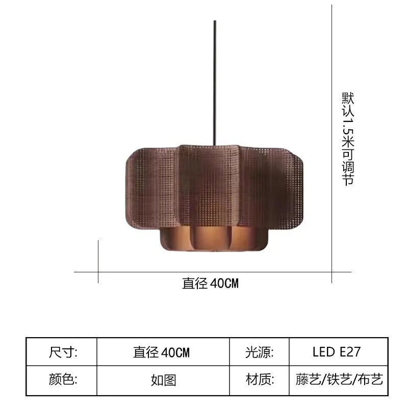 Japanese Rattan Chandelier Wabi Sabi Vintage pendant Light Bedroom Kitchen Island Living Dining Room Hotel Bedroom hanging La