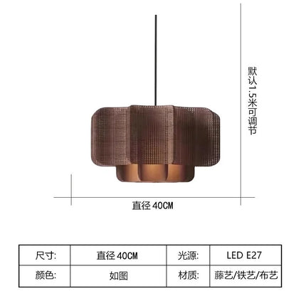 Japanese Rattan Chandelier Wabi Sabi Vintage pendant Light Bedroom Kitchen Island Living Dining Room Hotel Bedroom hanging La