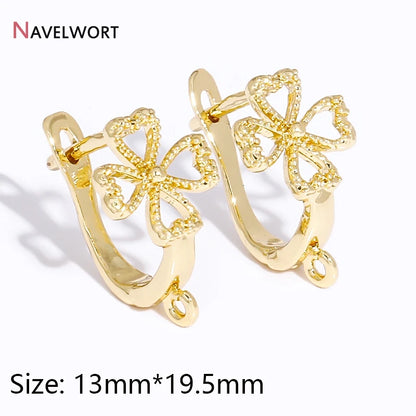 18K Gold Plated Brass Metal Earwires Basic Fasteners,Earring Fixtures,Inlaid Zircon Earring Hooks,Earring Making Supplies - 1