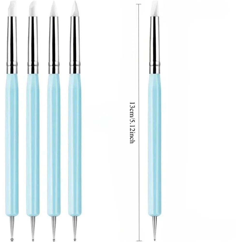 5PCS Silicone Clay Sculpting Tool for Brush Modeling Dotting Nail Art Pottery Clay Tool DIY Carving Sculpting Tools