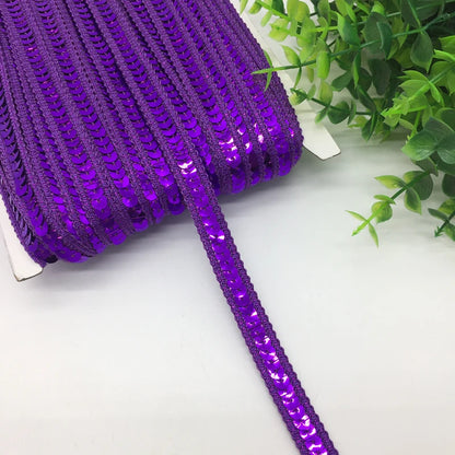 3 yards 13mm Sequins Ribbon Lace Trim Sequin Fabric For Dress Clothes Headdress Bridal Sewing Accessories DIY - Purple