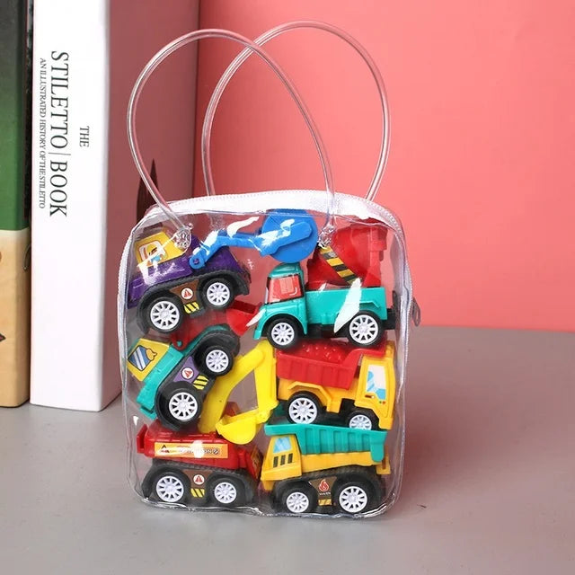 6pcs Car Model Toy Pull Back Car Toys Mobile Vehicle Fire Truck Taxi Model Kid Mini Cars Boy Toys Gift Diecasts Toy for Child