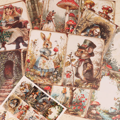 JAIIMAN 52pieces Mushroom Wonderland Junk Journal Set,for Arts Crafts,Holiday Party,Arts Crafts,Scrapbooking Supplies,DIY Cra