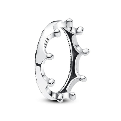 Original 925 Sterling Silver Ring Love Heart Pave CZ Crystal Stackable Rings For Women Wedding Engagement Birthday Gift Jewel