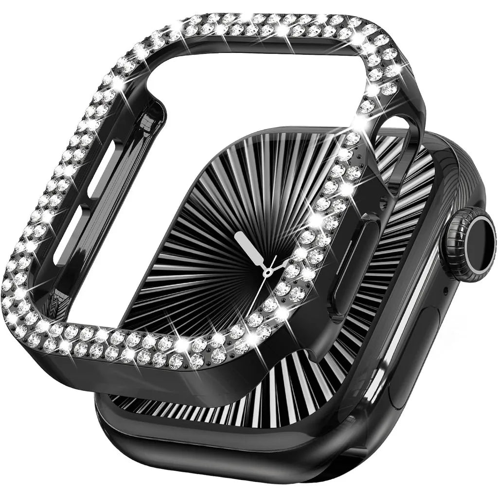 Bling Diamond Hollow Case for Apple Watch 46mm 42mm 40mm 41/44/45/49/41mm for iWatch Series 11 10 9 8 7 6 5 4 3 Protector Cov