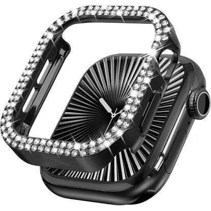 Bling Diamond Hollow Case for Apple Watch 46mm 42mm 40mm 41/44/45/49/41mm for iWatch Series 11 10 9 8 7 6 5 4 3 Protector Cov