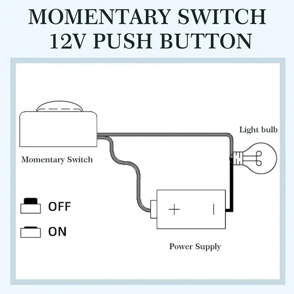 Momentary Push Button Switch ON/OFF 12V/24V Surface Mount Mini Round Black Button for Horn, Doorbell, Temporary Control