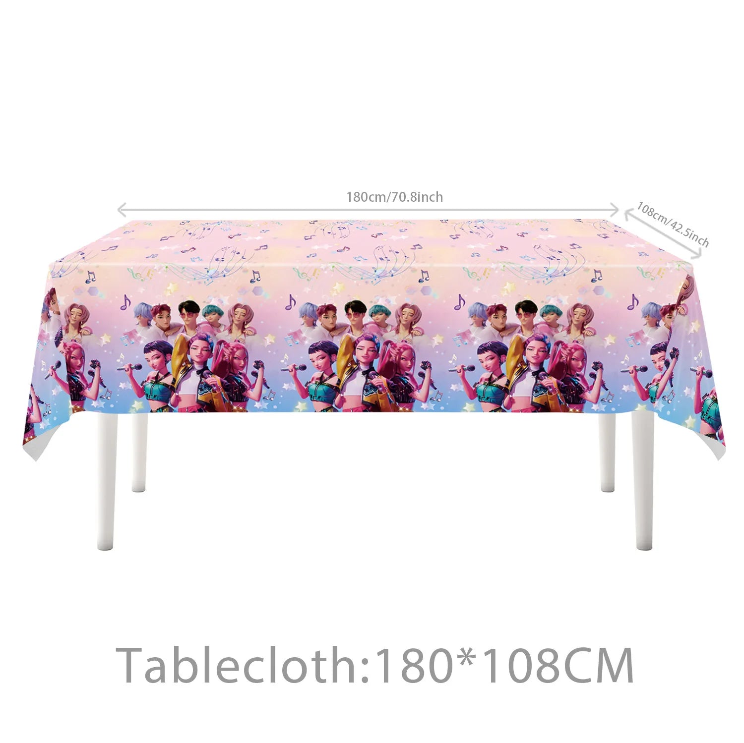 K-Pop Theme Disposable Tableware Set for Kids Birthday Baby Shower Party - Paper Plates Cups And Tablecloth with Birthday Ban