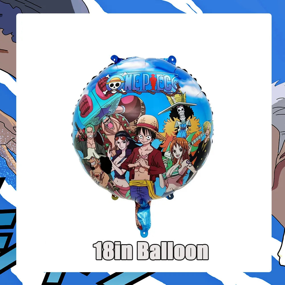 One Piece Birthday Party Dinner Plates Hanging Banner Cake Decoration One Piece Luffy Balloon Party Decoration Theme Props Gi