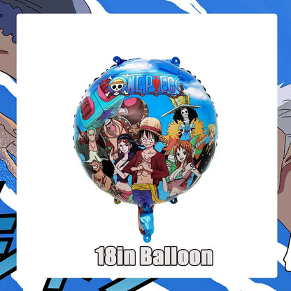 One Piece Birthday Party Dinner Plates Hanging Banner Cake Decoration One Piece Luffy Balloon Party Decoration Theme Props Gi