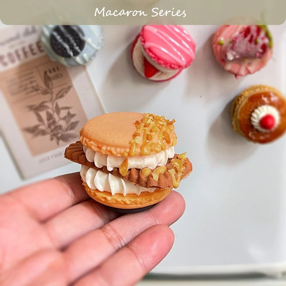 3D Macaron Dessert Refrigerator Magnetic Resin Decorative Stickers Message Magnetic Stickers Home Decor Moving Gifts