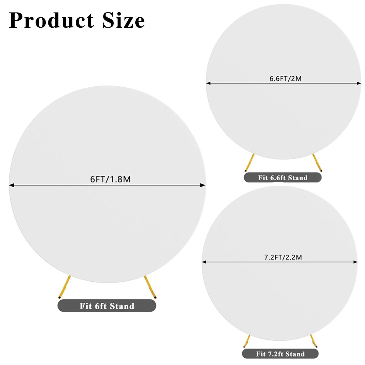 Pure Color Circle Round Backdrop Cover Wedding Baby Shower Birthday Party Decor Elastic Photo Background（Without Shelf）