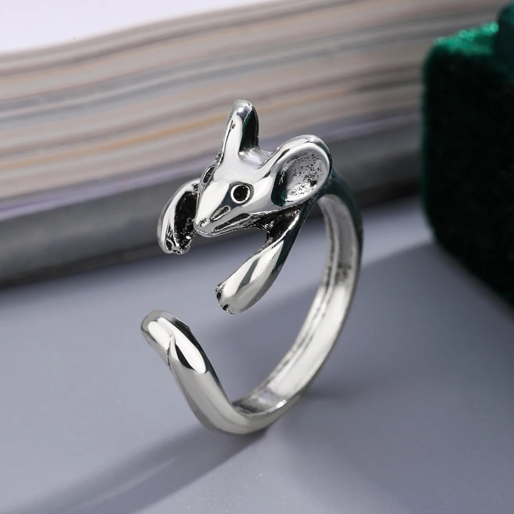 1 Creative Vintage Rat Adjustable Alloy Ring - Simple and Cute Hypoallergenic and Eco-Friendly Decorative Accessories Gifts