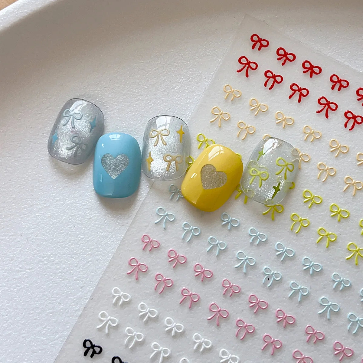 Embossed Colorful Bows Nail Art Stickers Sweet Laser Gold Silver Bowkonts Self Adhesive Nail Art Stickers Decoration Decals D