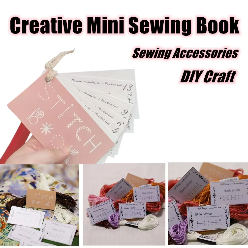 1pc Mini Sewing Card Set Mini Sewing Book Sewing Embroidery Stitch Book Mini Sewing Book for Home Sewing Arts Crafts