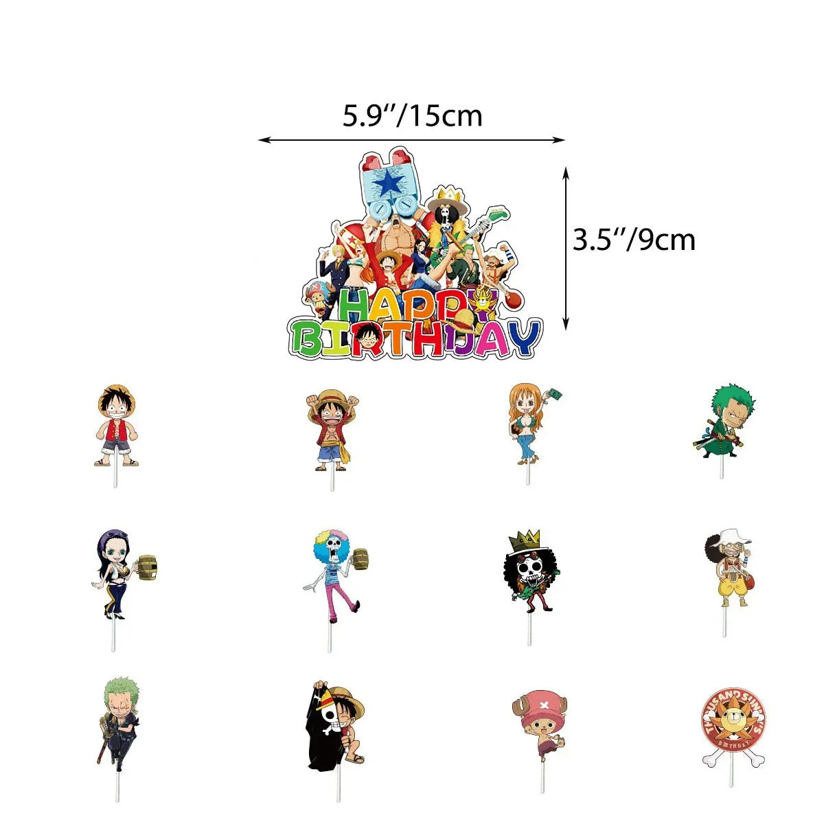 ONE PIECE Birthday Party Supplies Balloons Flags Cake Decorations for Kids Cartoon Theme