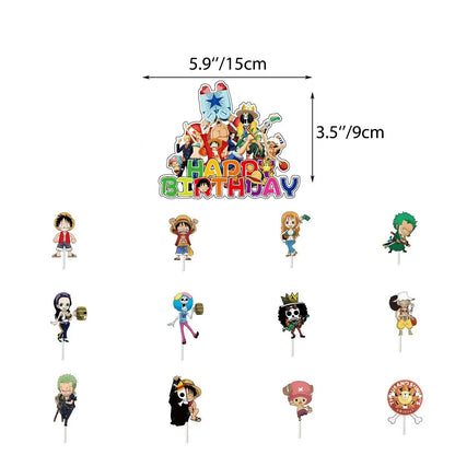 ONE PIECE Birthday Party Supplies Balloons Flags Cake Decorations for Kids Cartoon Theme