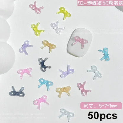 French Ribbons Colorful Resin Cute Bowknot Charm Leopard Print Bow Tie Nail Art Decorations Manicure Tools Accessories Wholes