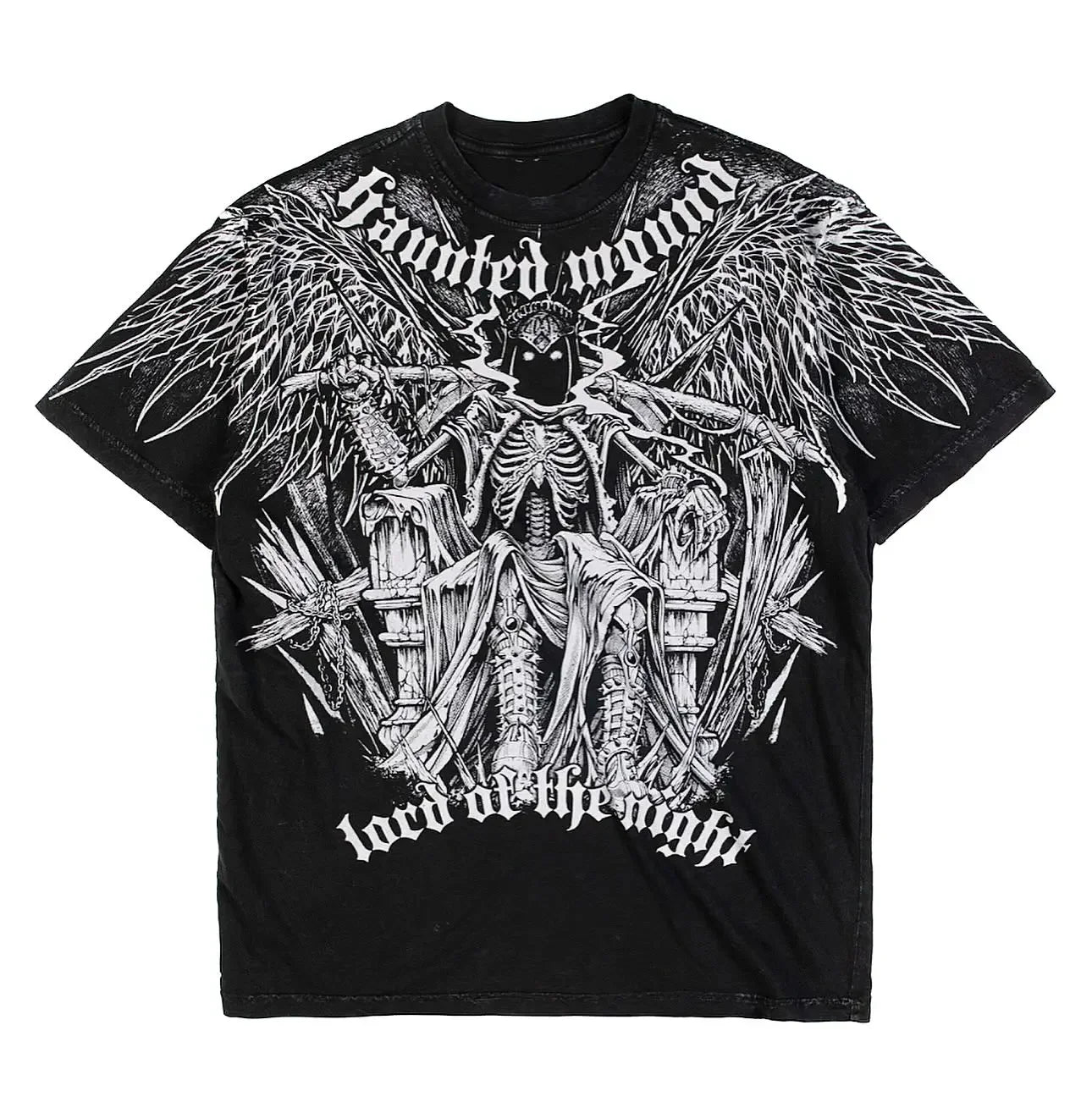 American Goth Haunted Mound Graphic T-shirt Printed Men Women Y2K Grunge Summer Short-sleeved Oversized T-shirt Streetwear To