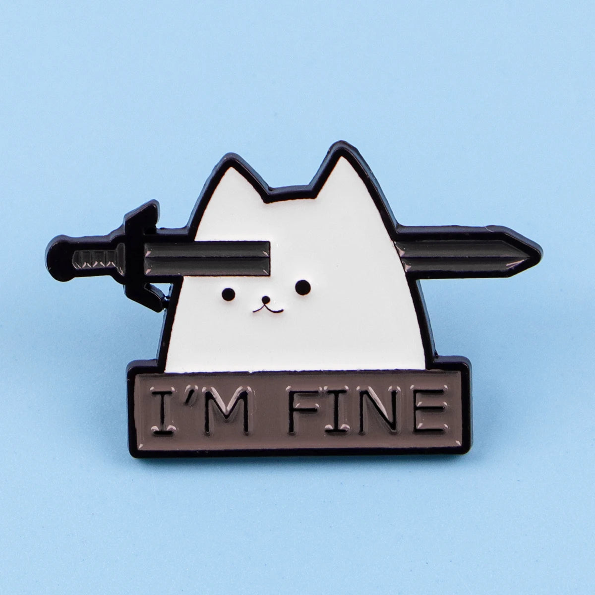 Cute Cat Enamel Pins "FINE"Brooches Metal Lapel Pin Badge Backpack Accessories Jewelry Friend Gifts - 1