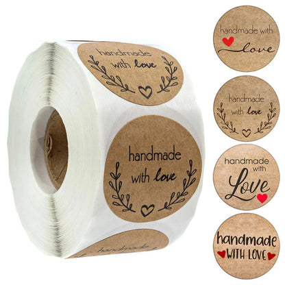 100-500pcs Vintage Kraft Paper Stickers Scrapbook Gift Stationery Label Stickers Handmade With Love Thank You For The Sticker