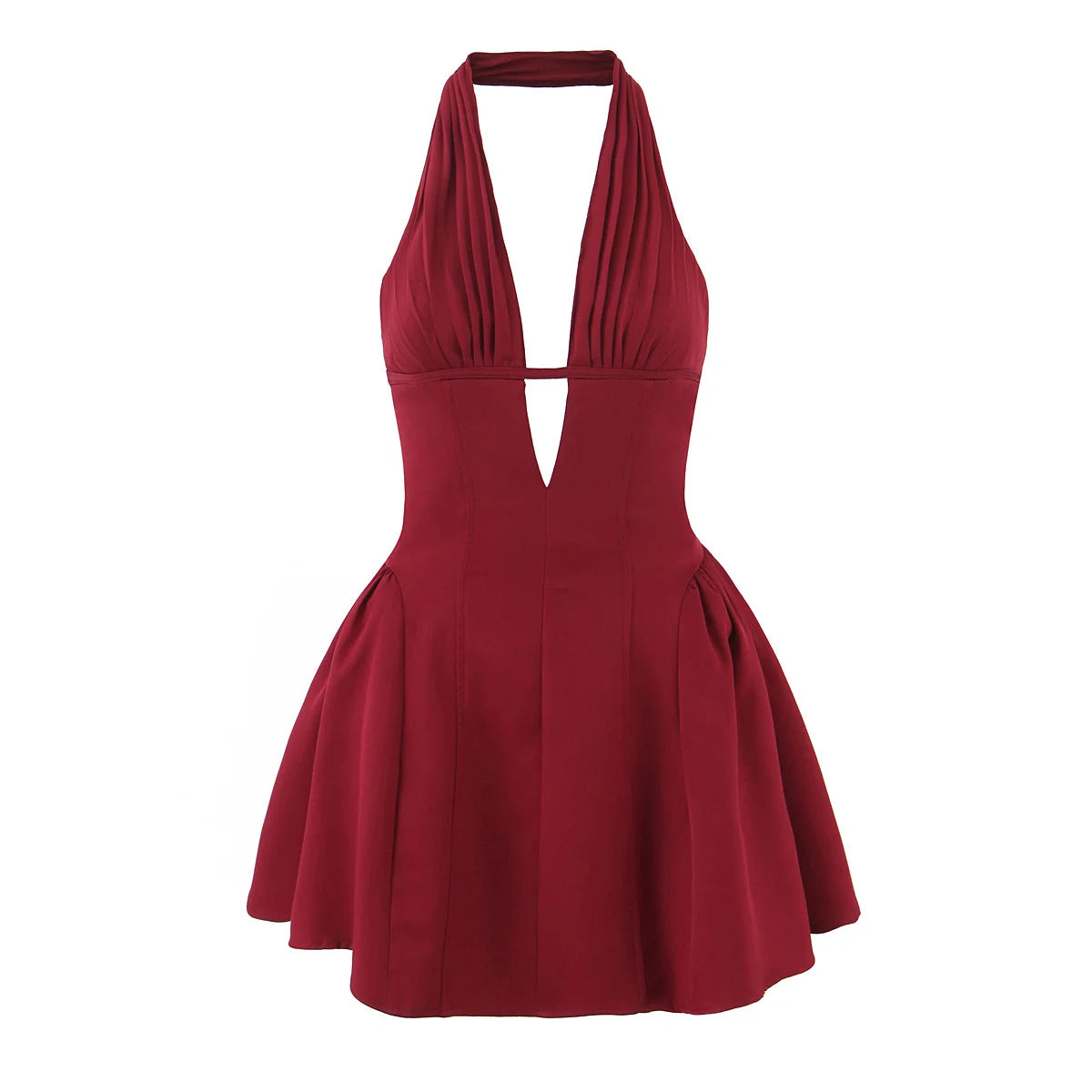 YENKYE French Style Retro Polka Dot Deep V Halter Dress Women Sexy Backless A-line Slim Sweet Elegant Mini Dresses Summer Rob