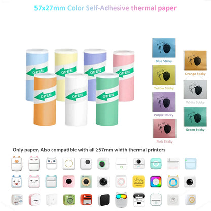 Thermal Mini Printer, Portable Inkless Sticker Maker,Bluetooth Free Cut Small Pocket Printer for Children DIY 57mm Photo Prin