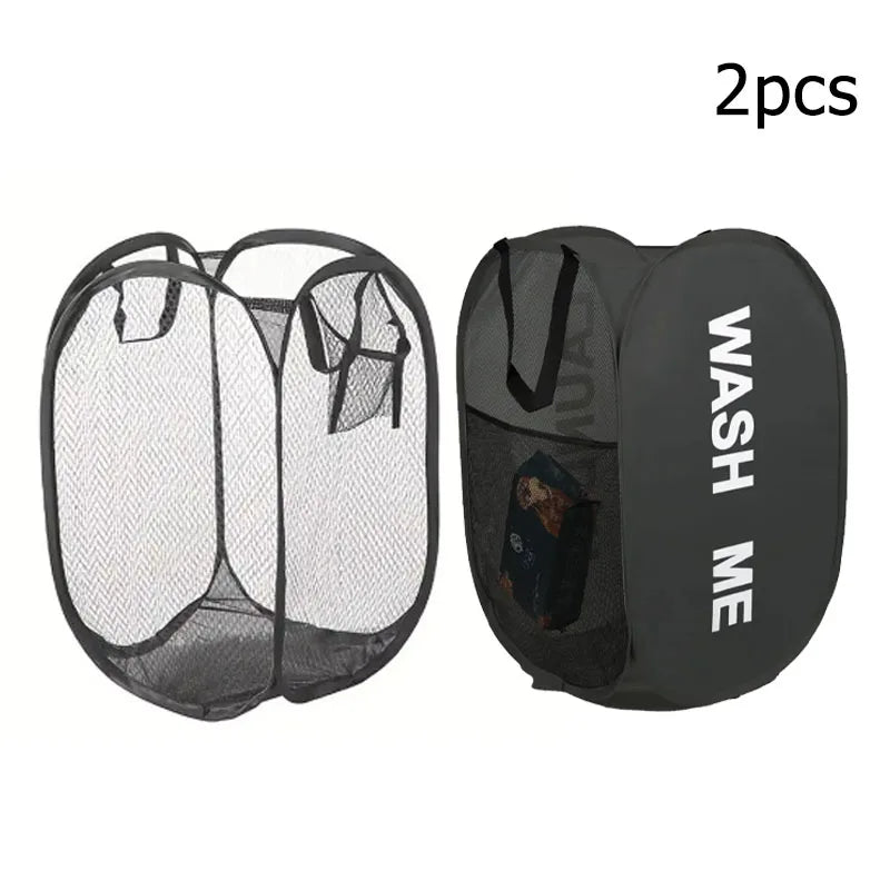 Mesh Pop-up Laundry Basket, Laundry Basket, Foldable Dirty Clothes Storage Basket, Large Capacity Storage Basket - 2pcs