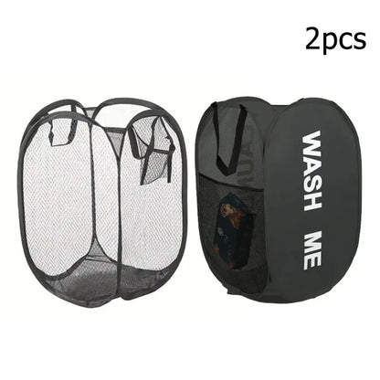 Mesh Pop-up Laundry Basket, Laundry Basket, Foldable Dirty Clothes Storage Basket, Large Capacity Storage Basket - 2pcs