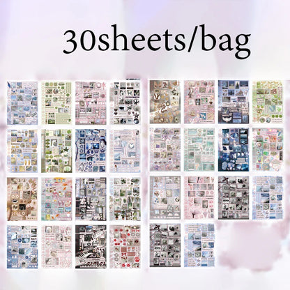 2Style 30 pieces/bag Time Reshaping Cut Film Coil Sticker Book Handbook Material Sticker DIY Photo Frame Scrapbook Notebook C