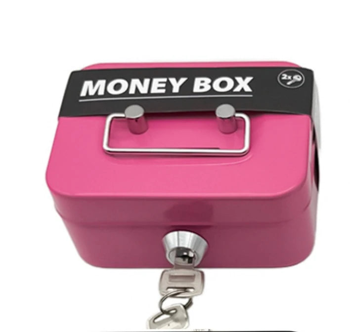 New creative portable piggy bank storage box small size with key storage box coin box with lock piggy bank - A
