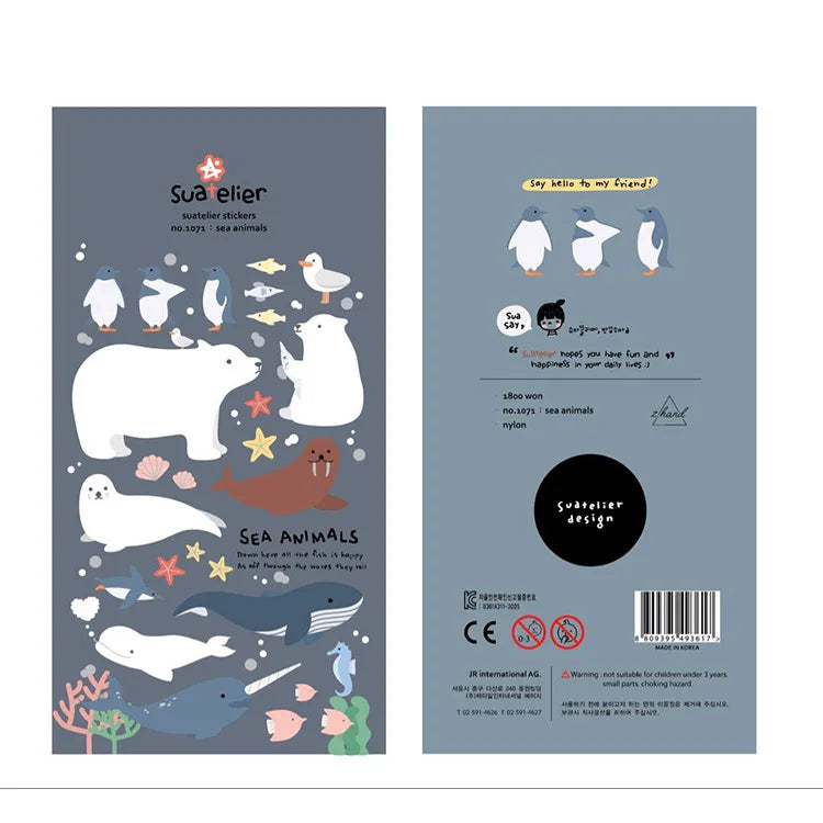 Korean Import Original Suatelier Daily Stickers Scrapbooking Diy Journal Stationery Sticker Decor Art School Supply - sea ani