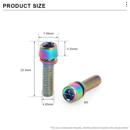 6pcs/set Bicycle Handlebar Screws M5*18MM Titanium-plated Colorful Steel MTB Bike Handle Bar Stem Riser Bottle Holder Bolts