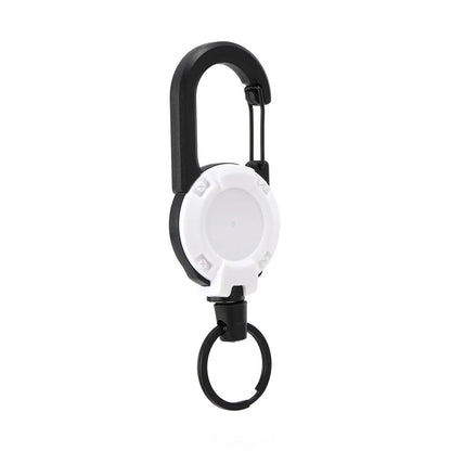Retractable Heavy Duty Pull Reel Carabiner Key Chains Strong Steel Wire Rope Buckle Spring Key Ring Outdoor Sporty Keychain T