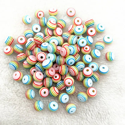 6mm 8mm Round Transparency Resin Beads Stripe Spacer Beads for Jewelry Making Children Handcraft Department DIY Accessories