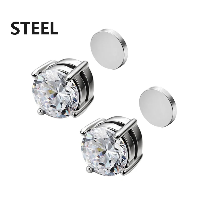 1/3 Pair Crystal Strong Magnetic Ear Stud Clip Earrings for Men and Women Punk Round Zircon Magnet Earrings Non Piercing Jewe