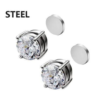 1/3 Pair Crystal Strong Magnetic Ear Stud Clip Earrings for Men and Women Punk Round Zircon Magnet Earrings Non Piercing Jewe