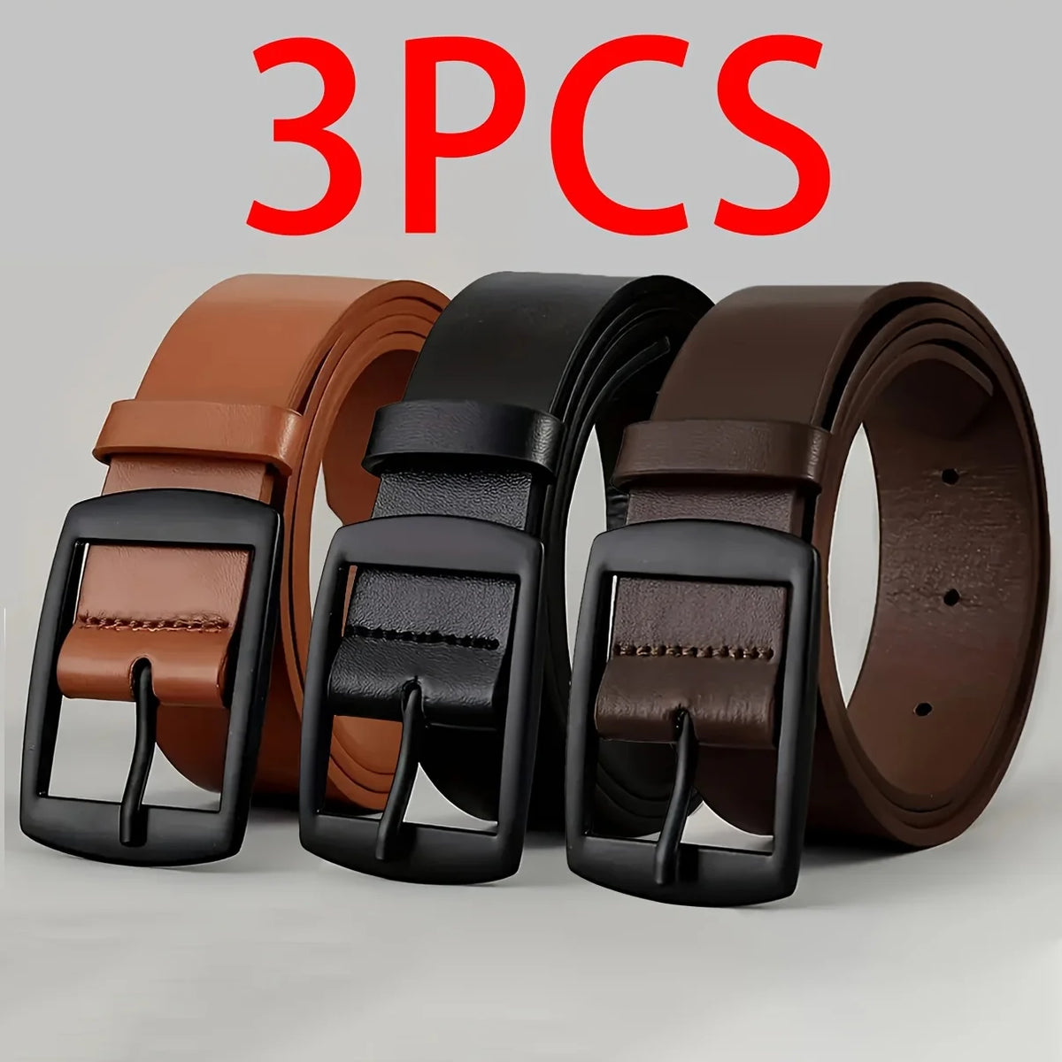 New Luxury Belt for Men PU Leather Belt Metal Pin Buckle Famous Brand Designer Waist Strap Belt for Jeans Plus Size - Combina
