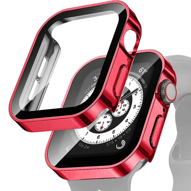 Glass+Case for Apple Watch 42 46mm 45mm 41 49 44mm 40 Mm Straight Edge Screen Protector Cover Case iWatch SE 6 7 8 9 10 11 Ul
