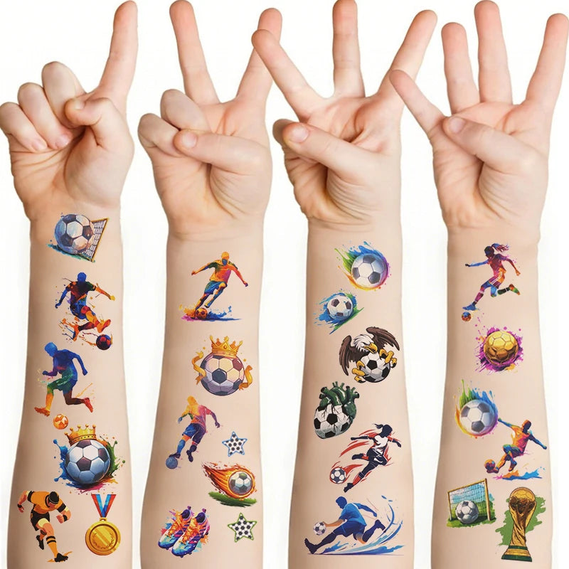10pcs Soccer Temporary Tattoo Stickers Kids Boys Birthday Party Favors Sport Football Party Decoration Pinata Fillers Toy Gif