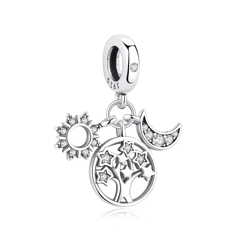 925 Sterling Silver Charms Fit Original Bracelets Star Moon Sun Spaceman Pendant Beads DIY Women Necklaces Jewelry