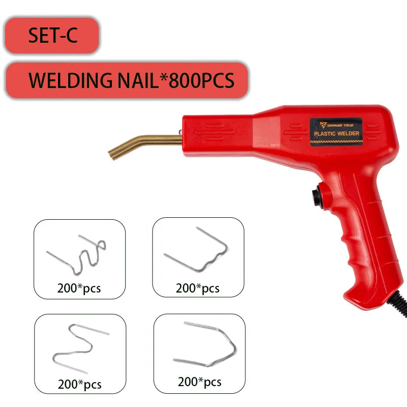 Plastic Welder Hot Nail Gun with 200-800 Nails for Car Bumper PVC Repair Garage Tool Kit Machine Welding