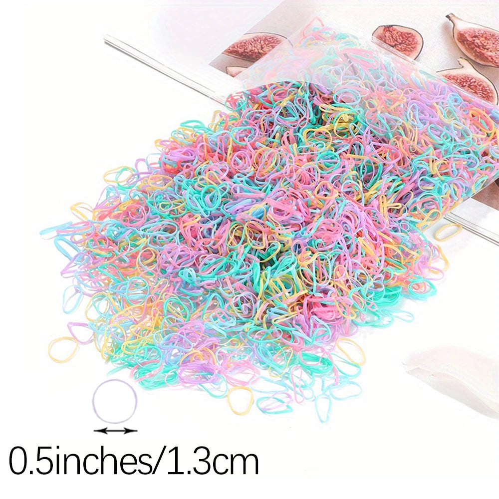 500/1000/2000pcs Girls Colourful Disposable Rubber Band Hair Ties Headband Children Ponytail Holder Bands Kids Hair Accessori
